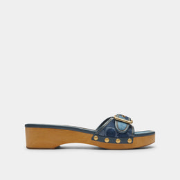 Margot Wooden Sandal With Signature Denim Patchwork