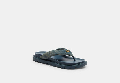 Brynn Thong Sandal In Loved Denim