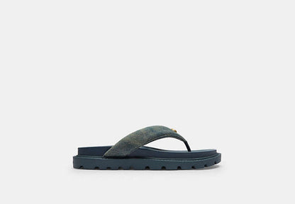 Brynn Thong Sandal In Loved Denim