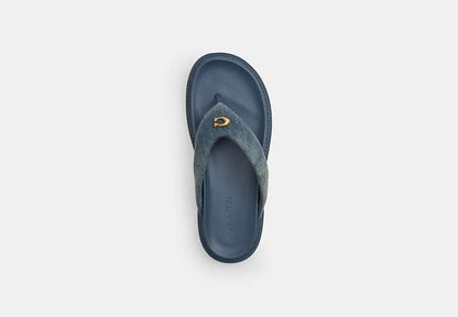 Brynn Thong Sandal In Loved Denim