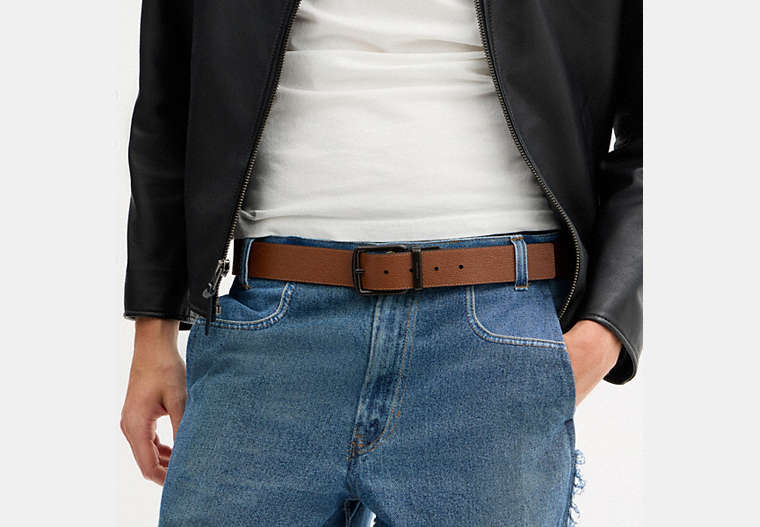 Boxed Plaque And Harness Buckle Cut-To-Size Reversible Belt, 38 Mm