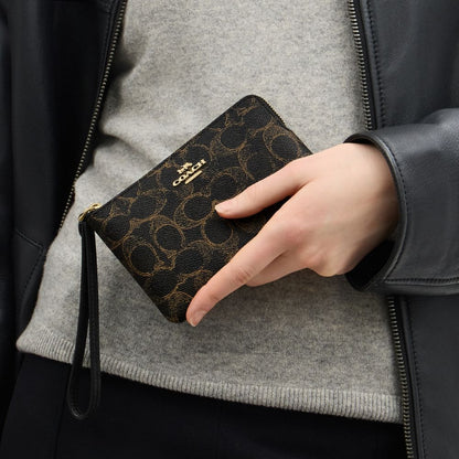 Corner Zip Wristlet In Loved Signature Canvas