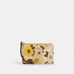 Corner Zip Wristlet With Floral Print