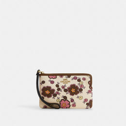 Corner Zip Wristlet With Floral Print
