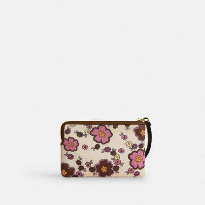 Corner Zip Wristlet With Floral Print