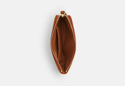 Corner Zip Wristlet In Regenerative Cotton With Plaid Print