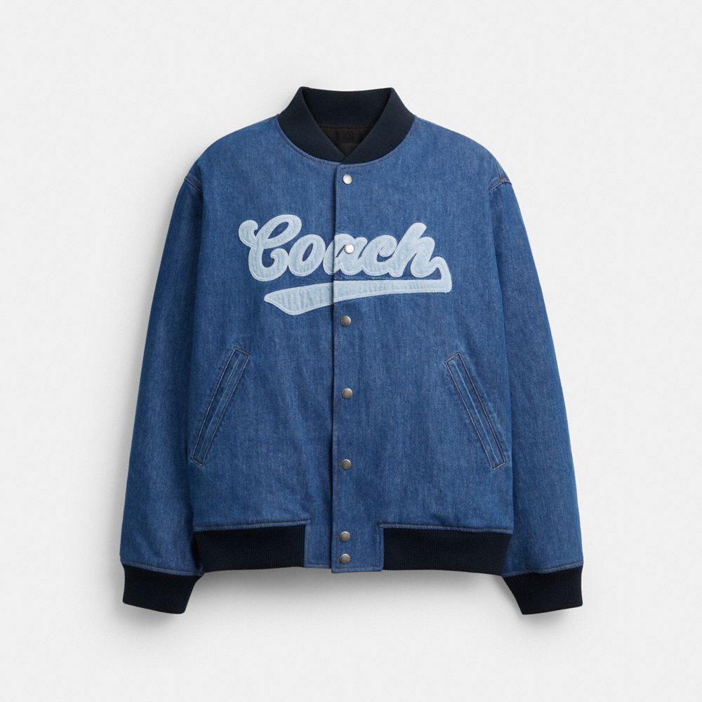 Denim Varsity Jacket In Organic Cotton