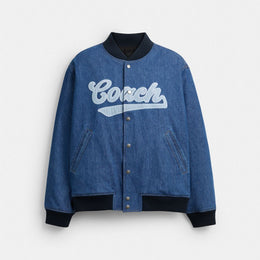 Denim Varsity Jacket In Organic Cotton