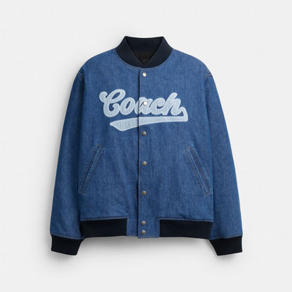 Denim Varsity Jacket In Organic Cotton
