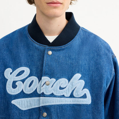 Denim Varsity Jacket In Organic Cotton
