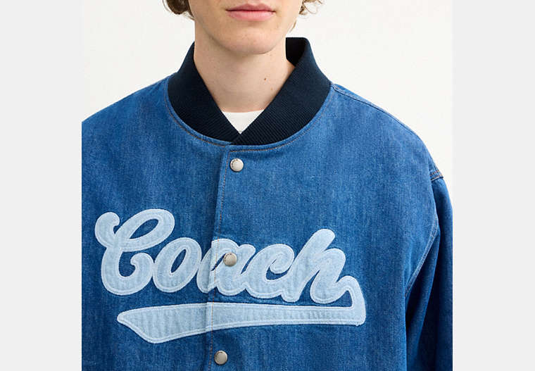 Denim Varsity Jacket In Organic Cotton