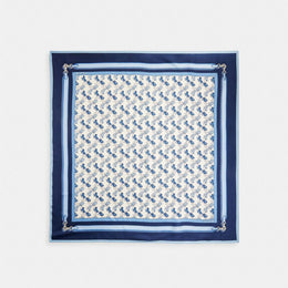 Horse And Carriage Strap Print Silk Square Scarf