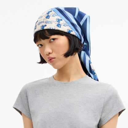 Iconic Motifs Print Silk Square Scarf