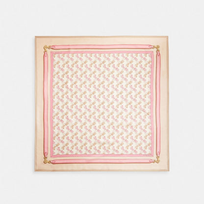 Iconic Motifs Print Silk Square Scarf