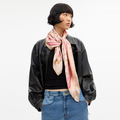 Iconic Motifs Print Silk Square Scarf