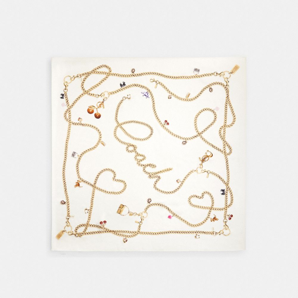Iconic Motifs Print Silk Square Scarf