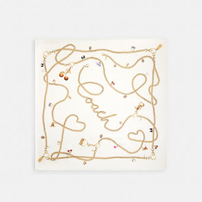 Iconic Motifs Print Silk Square Scarf
