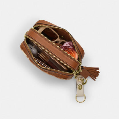 Mini Carey Crossbody Bag In Haircalf With Cow Print