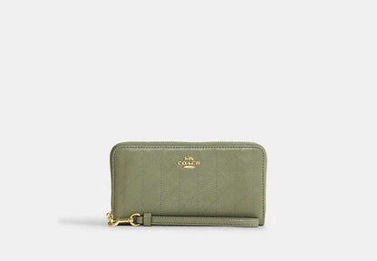 Long Zip Around Wallet With Quilting