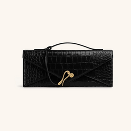 Celeste Envelope Top Handle Bag - Black Croc