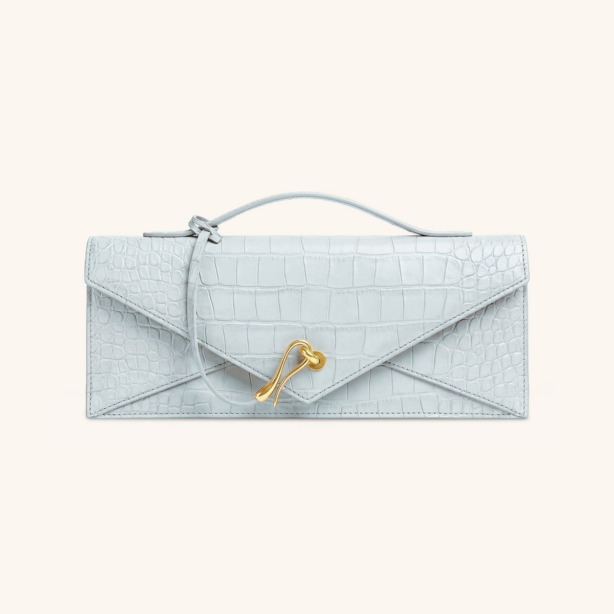 Celeste Envelope Top Handle Bag - Light Blue Croc