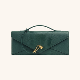 Celeste Envelope Top Handle Bag - Olive Green Lizard Texture