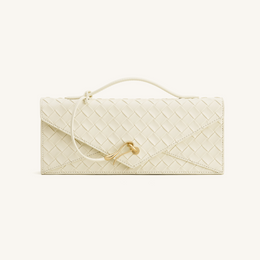 Celeste Woven Textured Envelope Top Handle Bag - Ivory