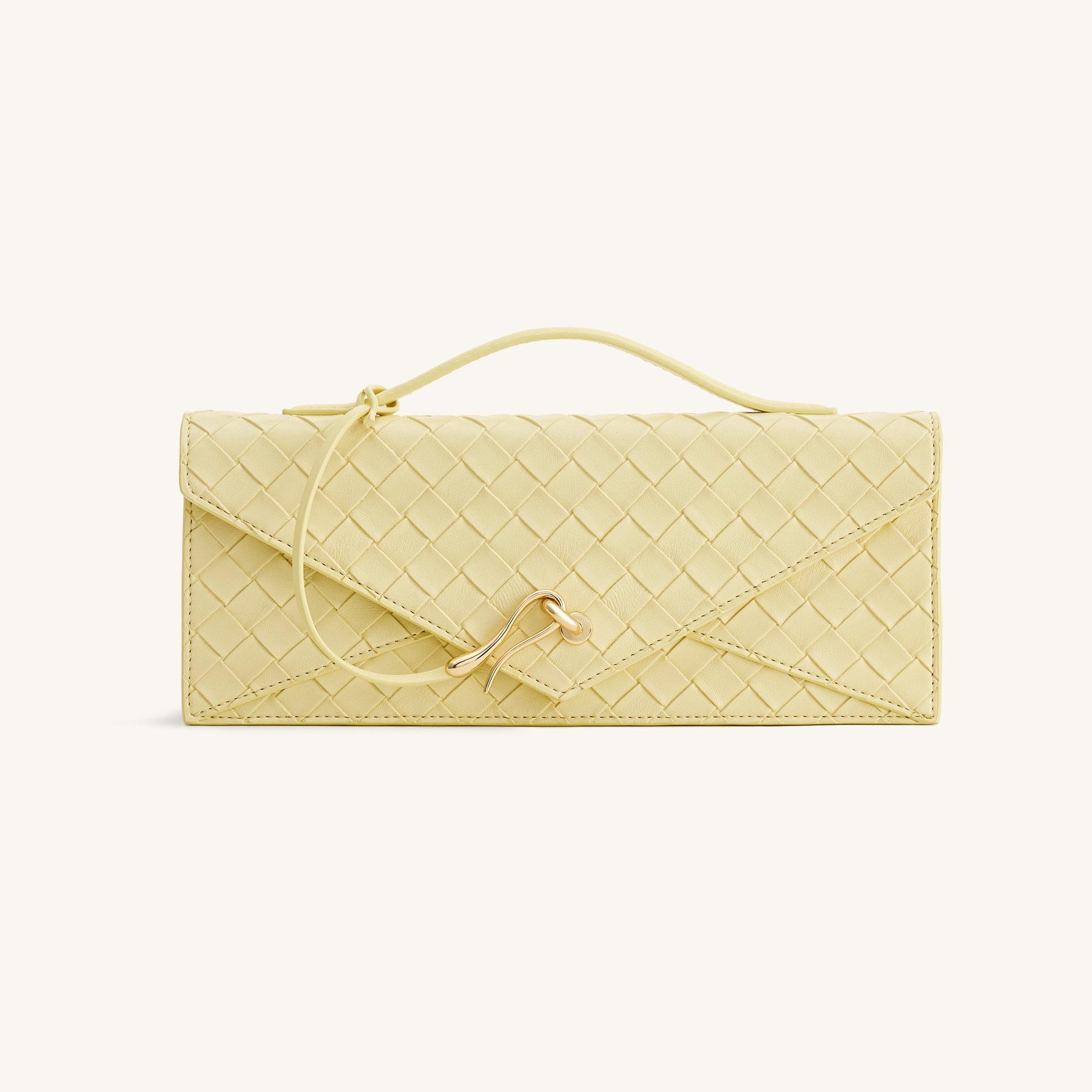 Celeste Woven Textured Envelope Top Handle Bag - Yellow