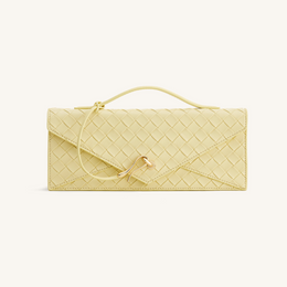 Celeste Woven Textured Envelope Top Handle Bag - Yellow