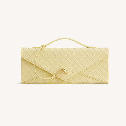 Celeste Woven Textured Envelope Top Handle Bag - Yellow