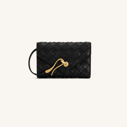Celeste Woven Textured Envelope Wallet - Black