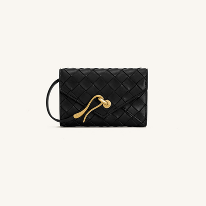 Celeste Woven Textured Envelope Wallet - Black