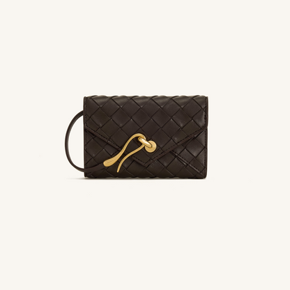 Celeste Woven Textured Envelope Wallet - Chocolate