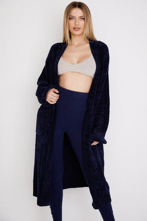 Navy chenille slouchy cardigan