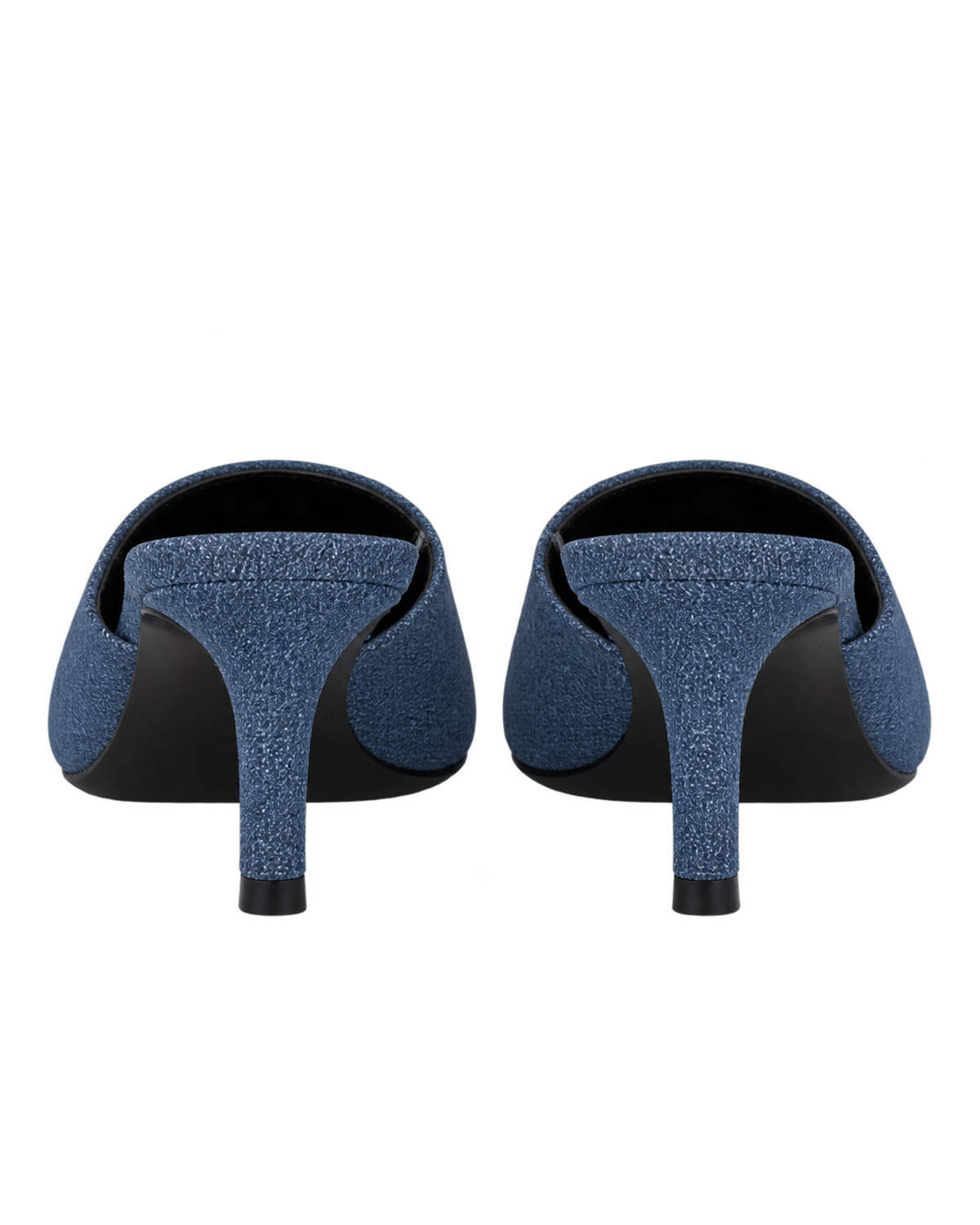 Celine Alma Triomphe Mules in Blue Denim