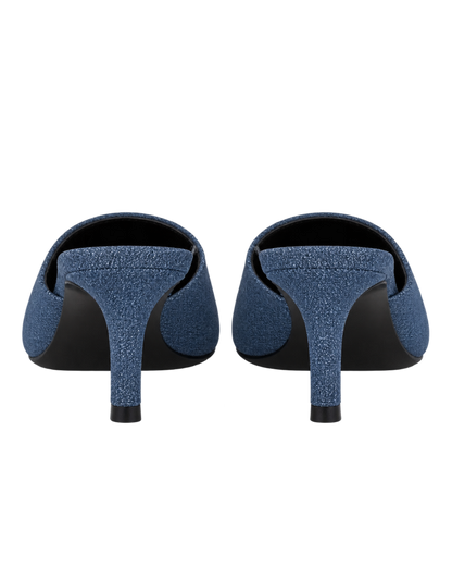 Celine Alma Triomphe Mules in Blue Denim