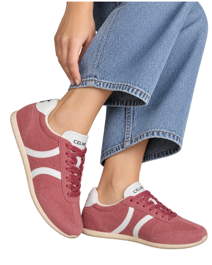 CELINE Jogger Low lace-up sneaker with Triomphe in suede and calfskin