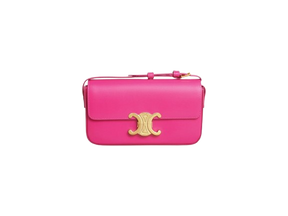 Celine Triomphe Shoulder Bag in Shiny Calfskin – Bright Pink