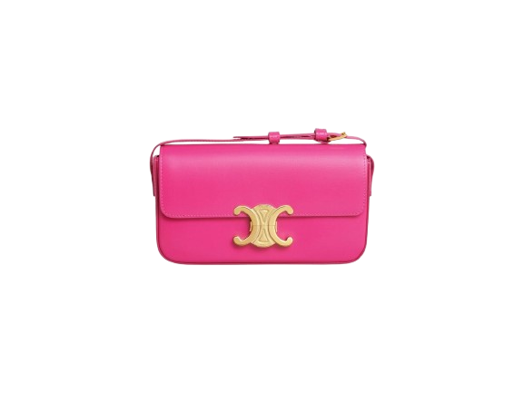 Celine Triomphe Shoulder Bag in Shiny Calfskin – Bright Pink