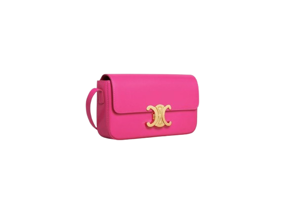 Celine Triomphe Shoulder Bag in Shiny Calfskin – Bright Pink