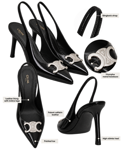 Celine Slingback Alma in Patent Calfskin