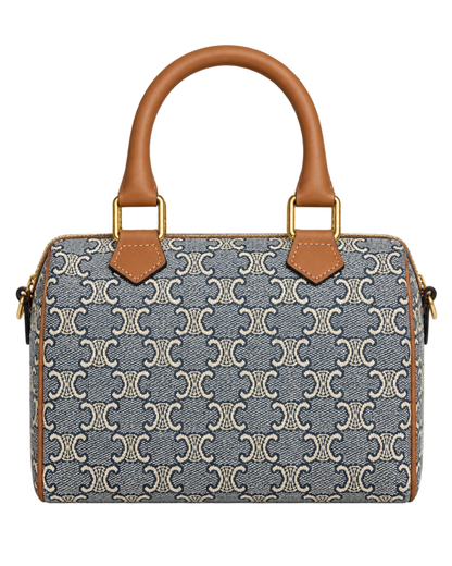 CELINE SMALL BOSTON IN TRIOMPHE JACQUARD AND CALFSKIN