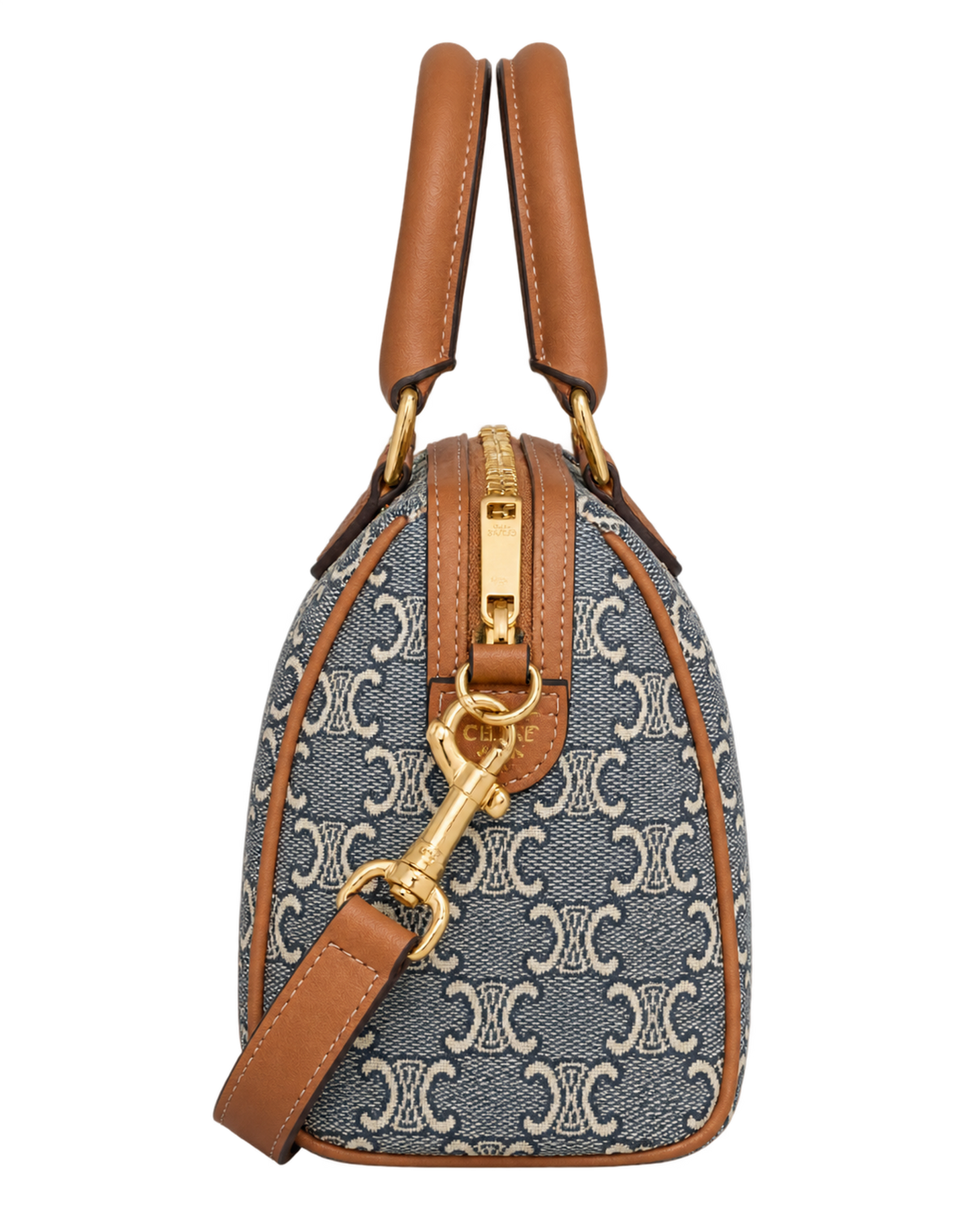 CELINE SMALL BOSTON IN TRIOMPHE JACQUARD AND CALFSKIN
