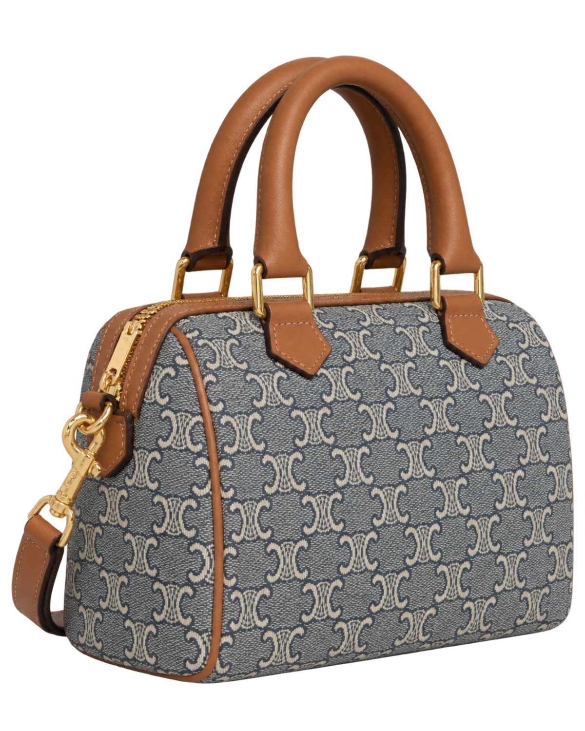 CELINE SMALL BOSTON IN TRIOMPHE JACQUARD AND CALFSKIN