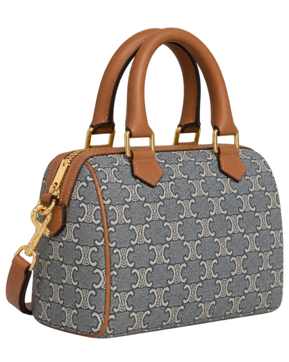 CELINE SMALL BOSTON IN TRIOMPHE JACQUARD AND CALFSKIN