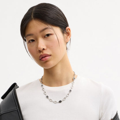 Signature Link Enamel Chain Necklace