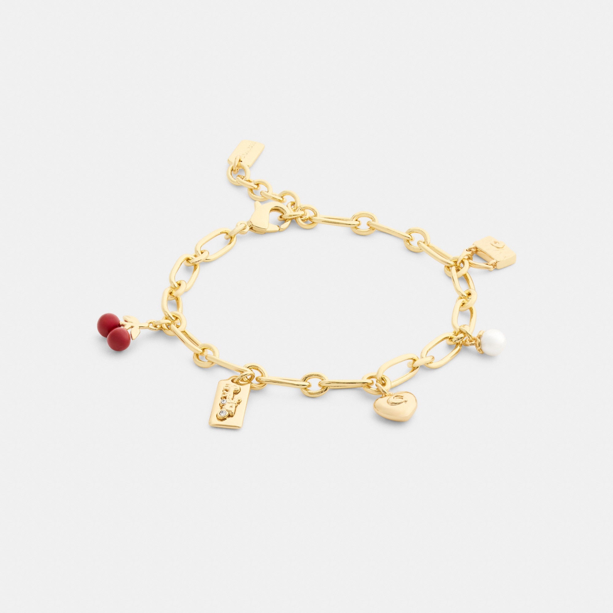 Cherry And Heart Charm Bracelet