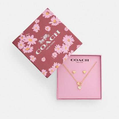 Signature Heart Pendant Necklace And Earrings Set