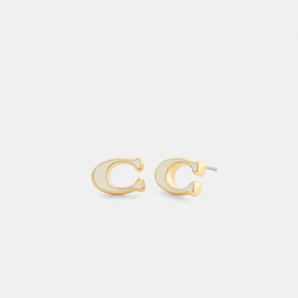 Enamel Signature Stud Earrings