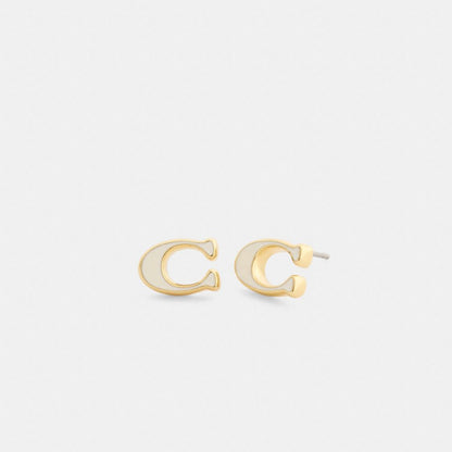 Enamel Signature Stud Earrings
